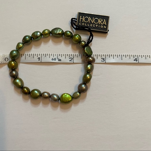 HONORA PEARLS GREEN FRESHWATER 4 FOUR ONE SIZE OS STRETCH NWT NEW IN BOX NIB - Picture 3 of 4